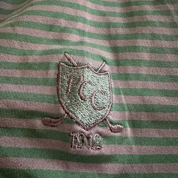 Men’s RALPH LAUREN RLX XL Performance Polo Green Gray Stripe Phila Cricket Club - Picture 5 of 8